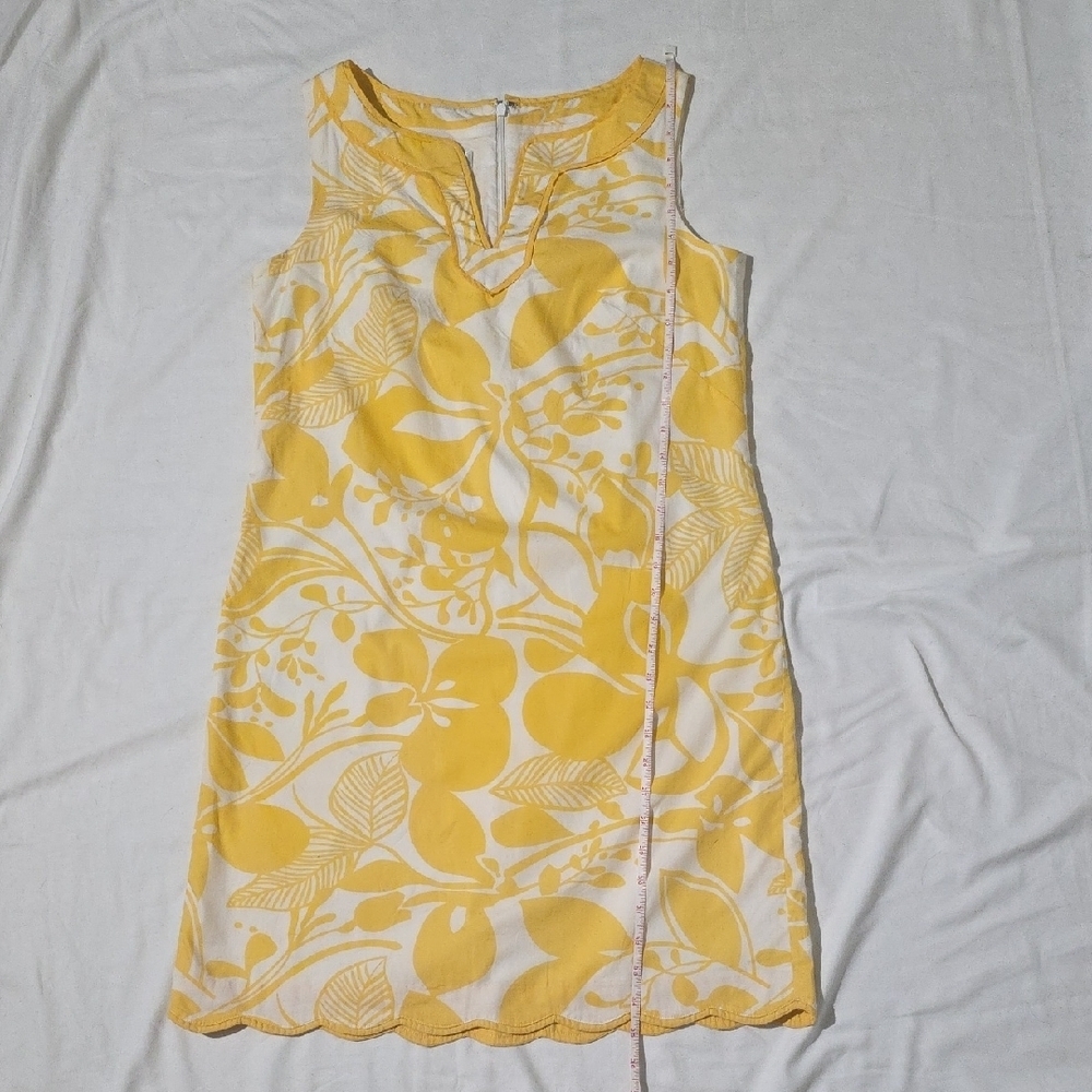 Talbots Yellow White Floral Dress Tropical Vacation Cruise Resortwear Size 8 - Picture 11 of 15